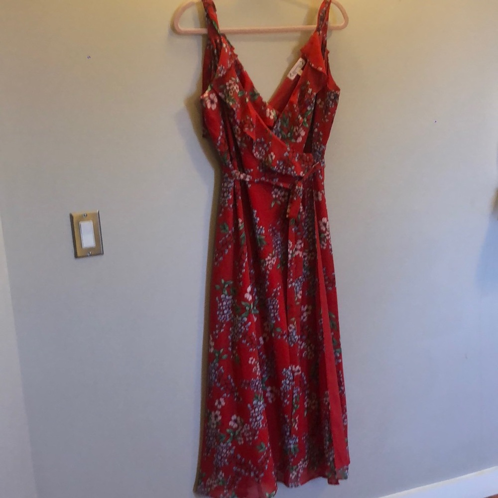 Flattering red wrap dress